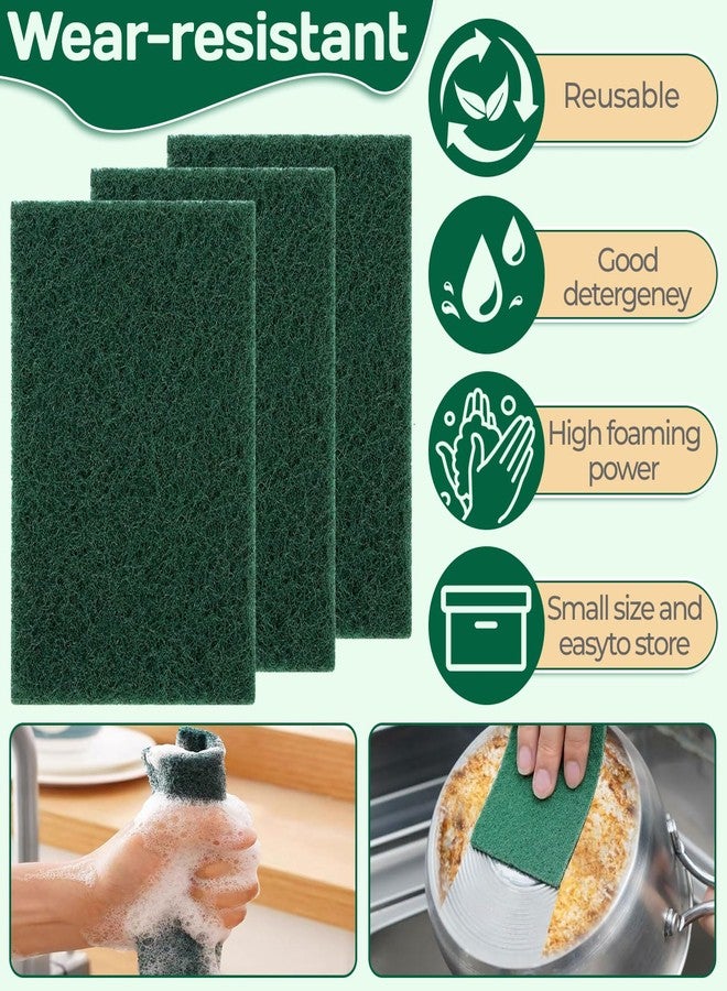 OLLBIT Heavy Duty Scouring Pad 10Pcs Scouring Pads Green Scrubbing Pads for Heavy Duty Cleaning Scrubbing Pads for Kitchen Bathroom Household Cleaning Dish Scrubber Scrubbing Sponges - Image 4